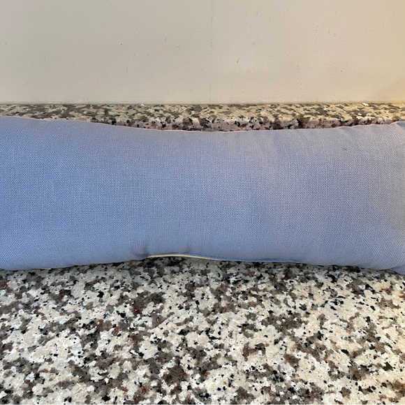 Embroidered Beach House rectangle small pillow NEW Blue Colorful font Coastal D - Picture 2 of 2